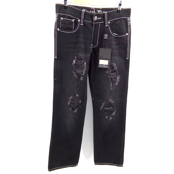 Women's Silver Dagger black distressed straight leg jeans Size 30X33 90's retro - Picture 2 of 12